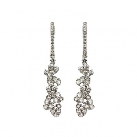 18k White Gold Diamond Drop Earrings 2.33ct Total